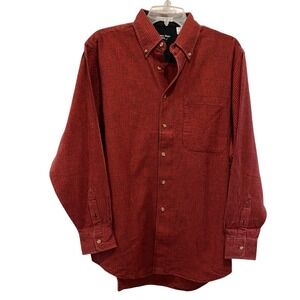 Vintage James River Traders Mens Medium Red Micro Check Cotton Flannel Shirt USA
